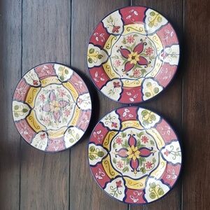 Pier 1 Vallarta Pattern Hand Painted Earthenware Salad Plates